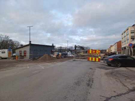 Näkymä katuremonttityömaalle.