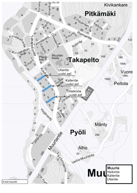 Kartta Muurlan kaduista.